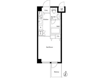 ラスパシオ三軒茶屋(1K/4階)の間取り写真