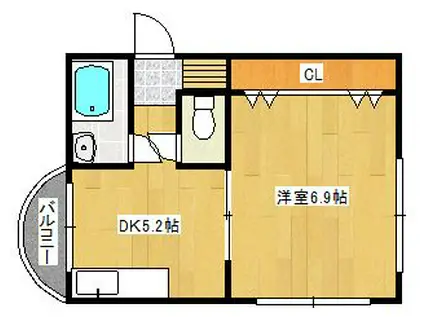 アーバンスター(1DK/3階)の間取り写真
