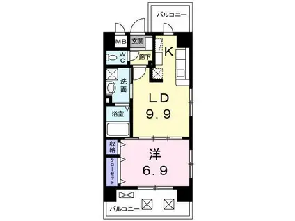 フォーウィルズコートⅡ(1LDK/9階)の間取り写真