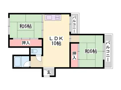 コーエイハイツ(2LDK/2階)の間取り写真