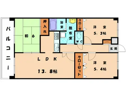 プレステージ和白III(3LDK/3階)の間取り写真