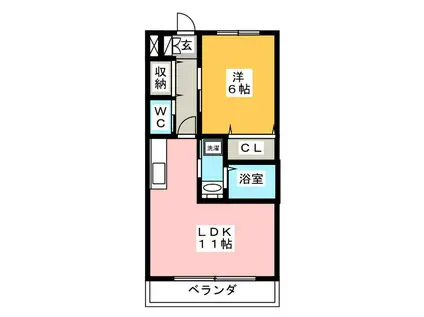 コーポミツワVI(1LDK/1階)の間取り写真