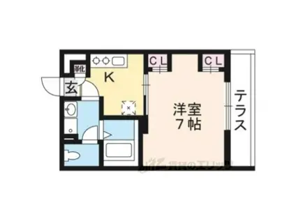 リブリ・西草津(1K/1階)の間取り写真