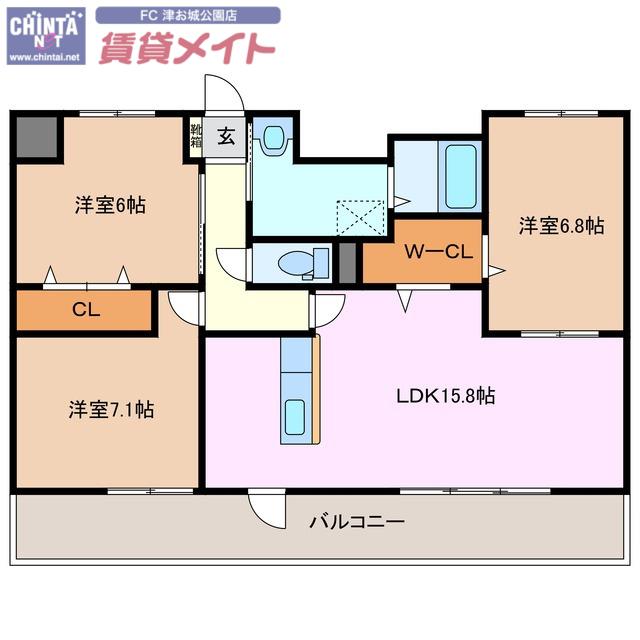 塔世西裏MSビル(3LDK/7階)の間取り写真