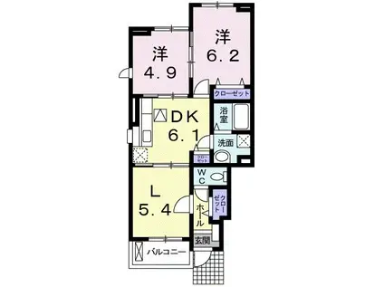 グラース 桜(2LDK/1階)の間取り写真