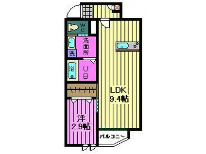 蓮田市東2丁目(1LDK/2階)の間取り写真