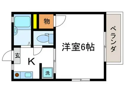 ドミール若葉(1K/2階)の間取り写真