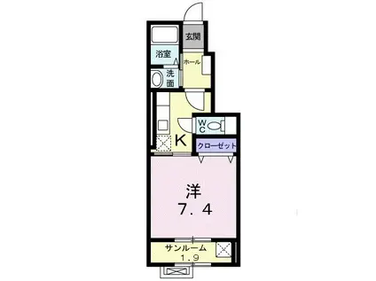 トゥー・ル・モンドIII(1K/1階)の間取り写真