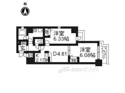 レジディア京都駅前(2DK/7階)の間取り写真