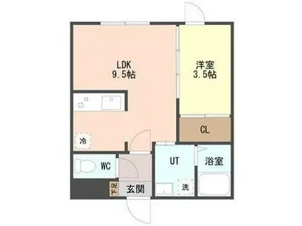 CHOUCHOUN24(1LDK/1階)の間取り写真