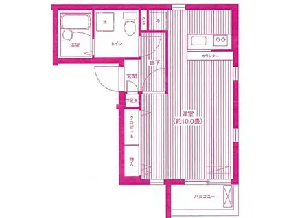 スプリングス(ワンルーム/3階)の間取り写真