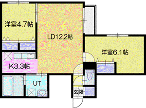 WELL BRIGHT東雲 RESIDENCE(2LDK/3階)の間取り写真