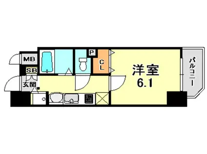プレサンス神戸プレシャス(1K/2階)の間取り写真