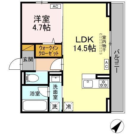 D-ROOM小久保(1LDK/3階)の間取り写真