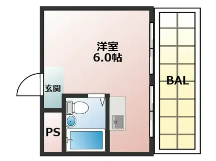 隆翔 今里(ワンルーム/6階)の間取り写真