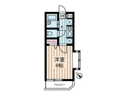 カディカワセIII(1K/2階)の間取り写真