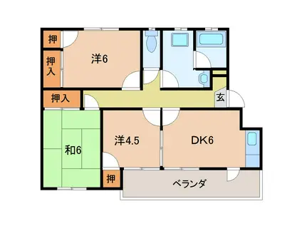 ヴィラ萩原(3DK/1階)の間取り写真