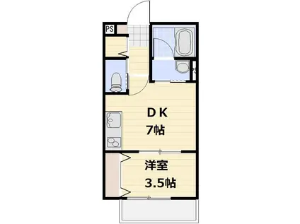 グランパーク(1DK/2階)の間取り写真