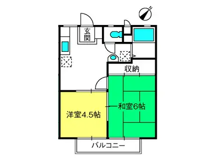 メゾンドール新井C棟(2DK/2階)の間取り写真