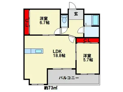 アネシス(2LDK/5階)の間取り写真