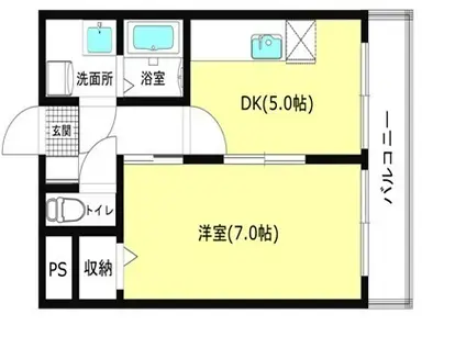 プランドール(1DK/3階)の間取り写真