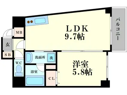 ディーレストナカノジマ(1LDK/5階)の間取り写真