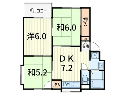ニコーホームマンションC棟(3DK/3階)の間取り写真