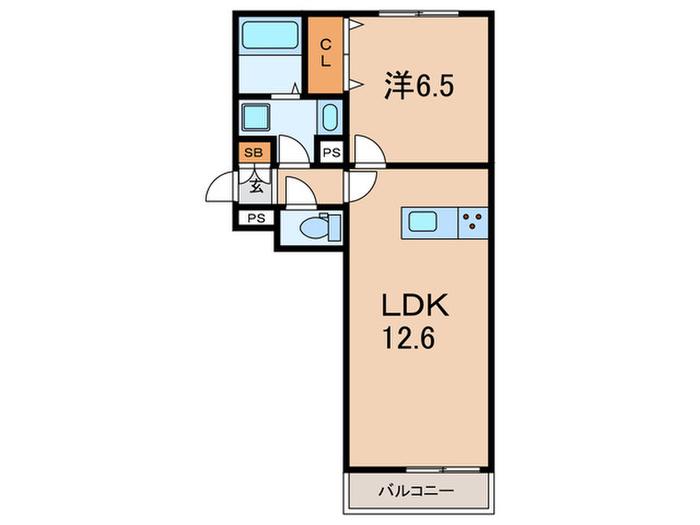 ウィルディコートI(1LDK/1階)の間取り写真