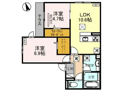 BRILLANTE(2LDK/1階)の間取り写真