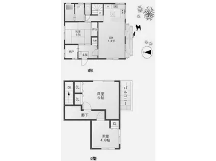 鷺ノ宮一丁目戸建(3SLDK/1階)の間取り写真