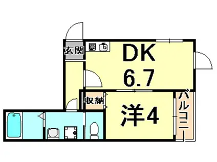 ラ・ポート甲子園口(1DK/3階)の間取り写真