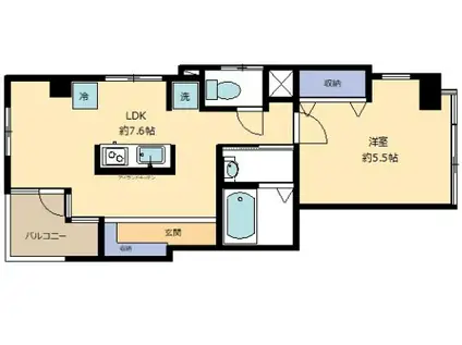 ロワール久米川(1LDK/2階)の間取り写真