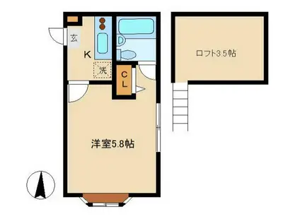 イジェントYOU(1K/2階)の間取り写真