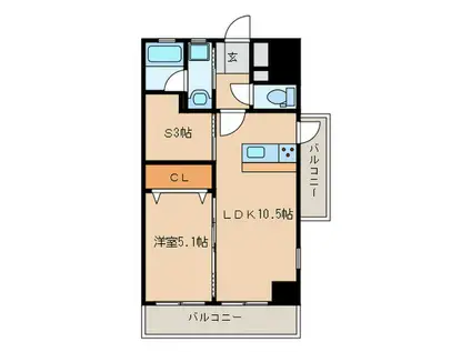 ザ・ヒルズ戸畑(1SLDK/10階)の間取り写真