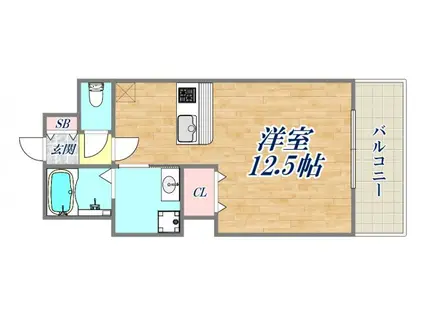 エクシ―ジュ武庫川(ワンルーム/2階)の間取り写真