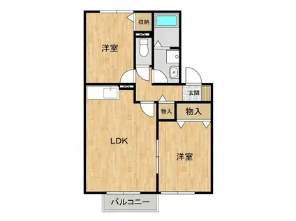 サニーホームズ C(2LDK/2階)の間取り写真