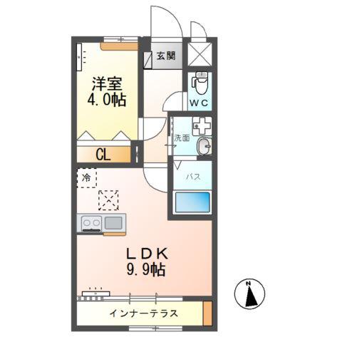 ラウレア(1LDK/1階)の間取り写真