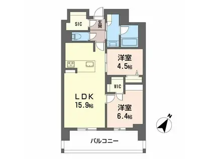 リビエラ グラン 新梅田(2LDK/9階)の間取り写真
