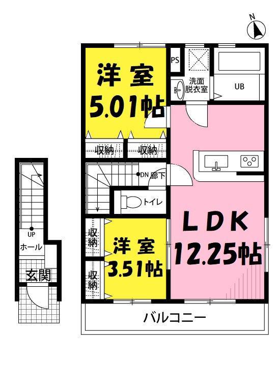 リーブルファイン春日部大枝(2LDK/2階)の間取り写真