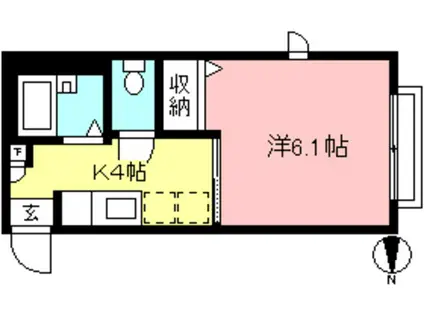 セントラルコート(1K/2階)の間取り写真