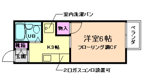 ジュネス阪本(1DK/1階)の間取り写真