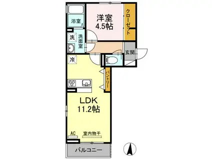 D-ROOMKUBOTAII(1LDK/2階)の間取り写真