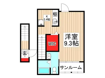 ロジーA(1K/2階)の間取り写真