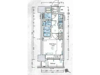 GENOVIA阪東橋ⅡSKYGARDEN(1K/3階)の間取り写真