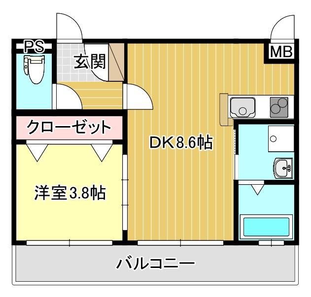 リファレンス中央町(1DK/14階)の間取り写真