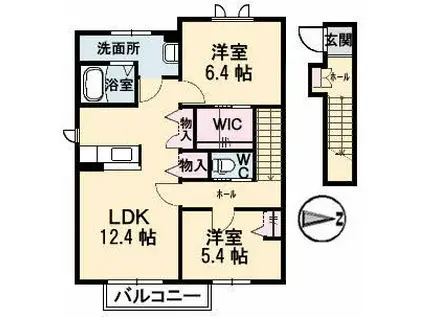 エスポワールSENDA B(2LDK/2階)の間取り写真