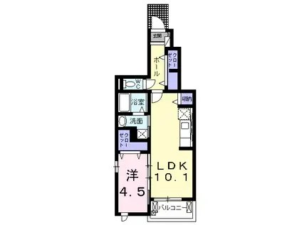 カーサ オウル(1LDK/1階)の間取り写真