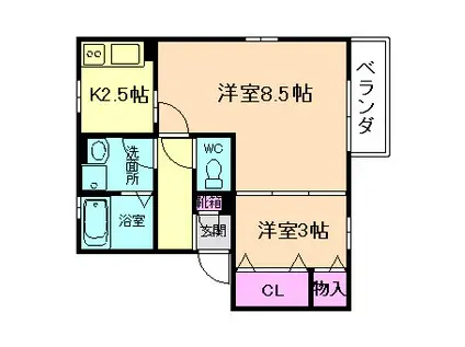 リンデンバウム(1LDK/2階)の間取り写真
