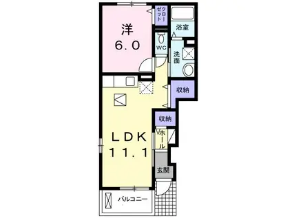 フォレスト ヴィラ K(1LDK/1階)の間取り写真