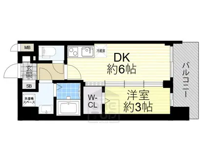 プレサンス東淀川駅前プローシェ(1DK/12階)の間取り写真